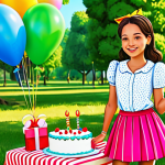 Rosa's Summer Birthday**

"A cheerful illustration of Rosa from Secret Jouju, fully clothed in a cute summer outfit, appropriate attire, celebrating her birthday with friends in a bright, sunny park. Balloons, presents, and a birthday cake are visible. Safe for work, family-friendly, perfect anatomy, well-formed hands, natural pose, professional illustration, high quality."

**