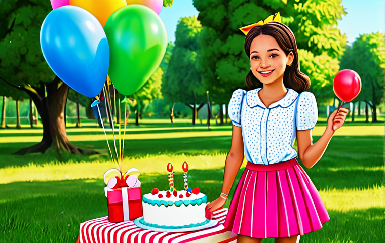 Rosa's Summer Birthday**

"A cheerful illustration of Rosa from Secret Jouju, fully clothed in a cute summer outfit, appropriate attire, celebrating her birthday with friends in a bright, sunny park. Balloons, presents, and a birthday cake are visible. Safe for work, family-friendly, perfect anatomy, well-formed hands, natural pose, professional illustration, high quality."

**