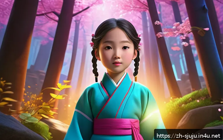 시크릿쥬쥬와 한국 애니메이션 역사 - A vibrant 3D-rendered scene from a modern Korean animation featuring a young girl character wearing ...