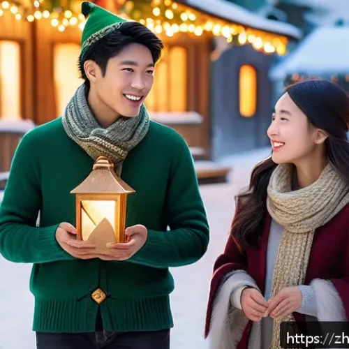 시크릿쥬쥬 크리스마스 스페셜 - A cozy Christmas scene in a magical snowy village at twilight, featuring a group of young friends we...